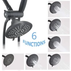 6-Spray Single Handle 7 Function Rain Shower Head With Handheld Shower In Matte Black 1.8 Gallons Per Minute -Tahanbath matte black dual shower heads x w1219 w43747 44 1000
