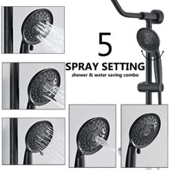 5 Spray Dual Shower Head And Handheld Shower Head Wall Mount 1.8 GPM In Matte Black -Tahanbath matte black dual shower heads x w1219 w49749 1f 1000