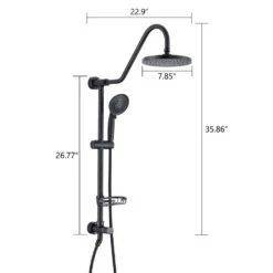 5 Spray Dual Shower Head And Handheld Shower Head Wall Mount 1.8 GPM In Matte Black -Tahanbath matte black dual shower heads x w1219 w49749 fa 1000