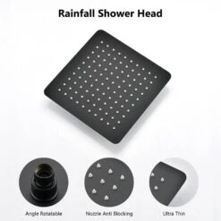 6 Spray Patterns Wall Mount Dual Shower Head And Handheld Shower Head With 2-Way Diverter In Matte Black -Tahanbath matte black dual shower heads x w1219 w60165 44 1000