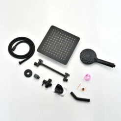 6 Spray Patterns Wall Mount Dual Shower Head And Handheld Shower Head With 2-Way Diverter In Matte Black -Tahanbath matte black dual shower heads x w1219 w60165 fa 1000