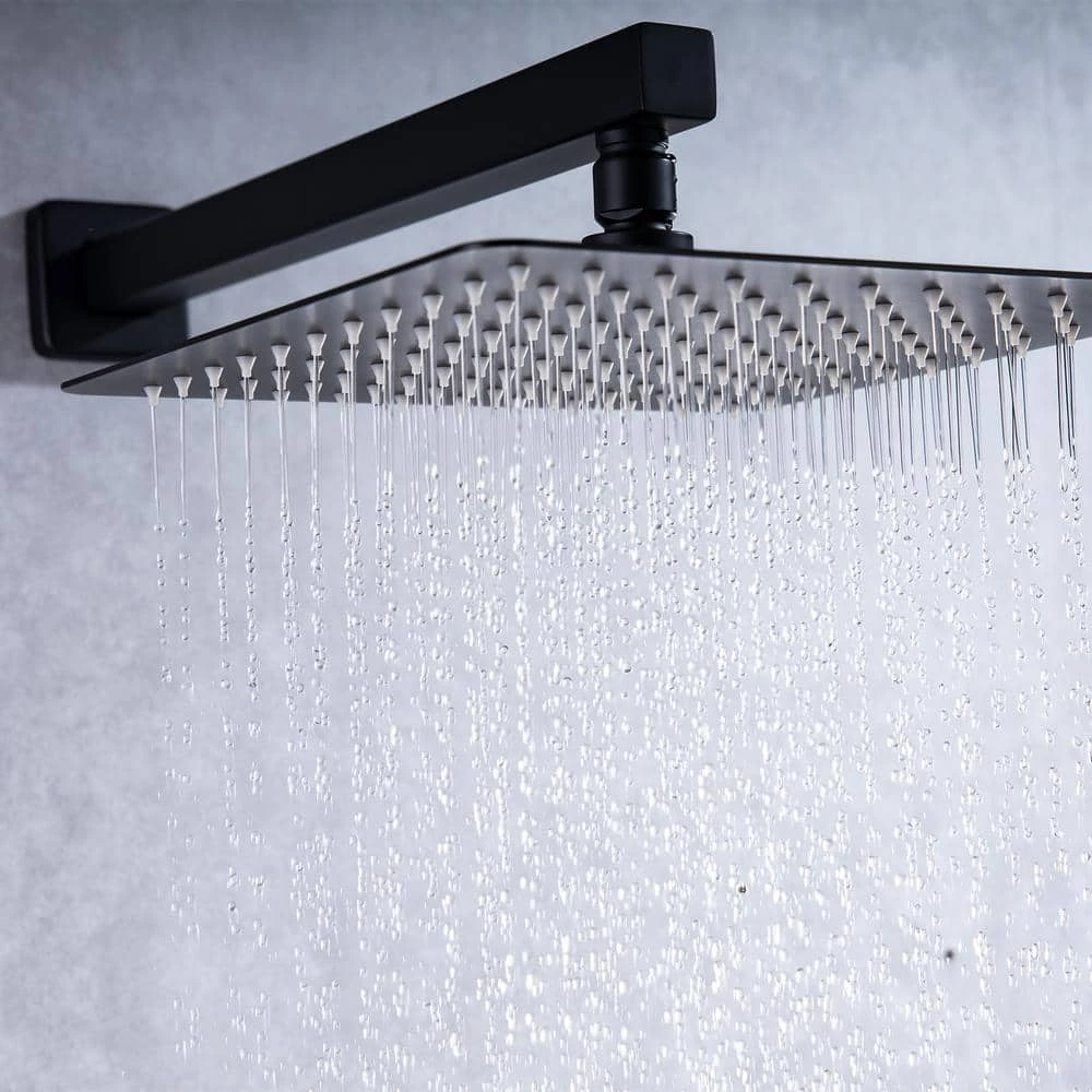 1-Spray Patterns With 2.5 GPM 10 In. Wall Mount Rain Fixed Shower Head In Matte Black (Valve Included) 4 1-Spray Patterns With 2.5 GPM 10 In. Wall Mount Rain Fixed Shower Head In Matte Black (Valve Included) - Image 4