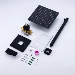 1-Spray Patterns With 2.5 GPM 10 In. Wall Mount Rain Fixed Shower Head In Matte Black (Valve Included) 19 1-Spray Patterns With 2.5 GPM 10 In. Wall Mount Rain Fixed Shower Head In Matte Black (Valve Included) -Tahanbath matte black fixed shower heads pzz 93101 h zq 76 1000