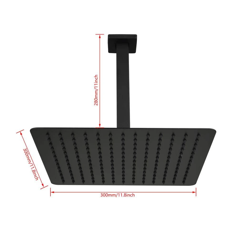 1-Spray Patterns 2.5 GPM Ceiling Mount Fixed Shower Head In Matte Black 2 1-Spray Patterns 2.5 GPM Ceiling Mount Fixed Shower Head In Matte Black - Image 2