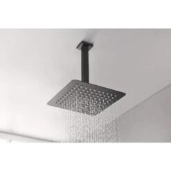 1-Spray Patterns 2.5 GPM 0 In. Ceiling Mount Fixed Shower Head In Matte Black -Tahanbath matte black fixed shower heads z w92867793 44 1000