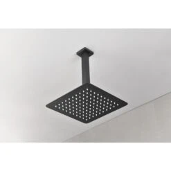 1-Spray Patterns 2.5 GPM 0 In. Ceiling Mount Fixed Shower Head In Matte Black -Tahanbath matte black fixed shower heads z w92867793 fa 1000