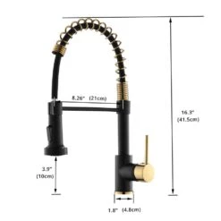 Single-Handle Pull Down Sprayer Kitchen Faucet, Modern High-Arc Pull Out Kitchen Sink Faucet In Black With Matte Black -Tahanbath matte black gold tahanbath pull down kitchen faucets y xy 189 33bg 45 us 1f 1000