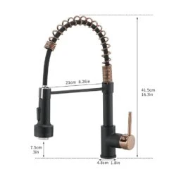 Single-Handle Deck Mount Pull Down Sprayer Kitchen Faucet With LED In Matte Black Mix Rose Gold -Tahanbath matte black mix rose gold pull down kitchen faucets q xy 189 33br led 45 us 31 1000
