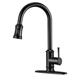 Single Handle Pull Down Sprayer Kitchen Cantilever Faucet Kitchen Tap Faucet Head In Matte Black