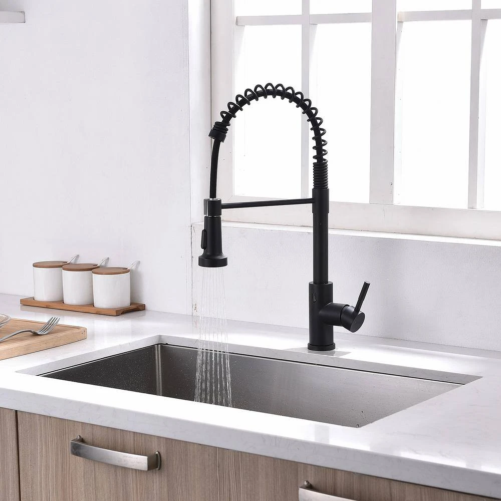 Single-Handle Touchless Sensor Pull Down Sprayer Kitchen Faucet In Matte Black 3 Single-Handle Touchless Sensor Pull Down Sprayer Kitchen Faucet In Matte Black - Image 3