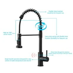 Single-Handle Touchless Sensor Pull Down Sprayer Kitchen Faucet In Matte Black 15 Single-Handle Touchless Sensor Pull Down Sprayer Kitchen Faucet In Matte Black -Tahanbath matte black pull down kitchen faucets xy is2252b q fa 1000
