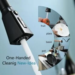 Single Handle Touchless Pull Down Sprayer Kitchen Faucet In Matte Black -Tahanbath matte black pull down kitchen faucets xy is2254b q 44 1000