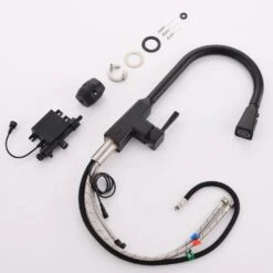 Single Handle Touchless Pull Down Sprayer Kitchen Faucet In Matte Black -Tahanbath matte black pull down kitchen faucets xy is2254b q 76 1000