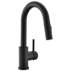 Single Handle Pull Out Sprayer Single Deckplate Hole Bar Cantilever Faucet In Matte Black -Tahanbath matte black pull out kitchen faucets x xy 1300 33b ss us 76 1000
