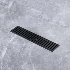 2.75 In. W X 12 In. D Grid Shower Drain Stainless Steel Decorative Drain Cover With Matte Black -Tahanbath matte black shower drains q pzz 7002h 12 31 1000