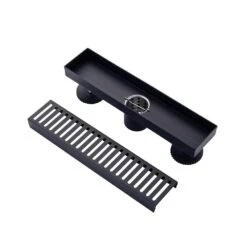 2.75 In. W X 12 In. D Grid Shower Drain Stainless Steel Decorative Drain Cover With Matte Black