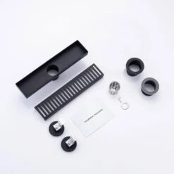 2.75 In. W X 12 In. D Grid Shower Drain Stainless Steel Decorative Drain Cover With Matte Black -Tahanbath matte black shower drains q pzz 7002h 12 fa 1000