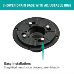 Shower Drain Base With Adjustable Ring + Rubber Coupler For Linear Shower Drain Installation -Tahanbath matte black shower drains z w92870415 44 1000