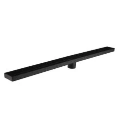 28 Inch Shower Linear Drain, With Removable Capsule Pattern Grate, Black Include Adjustable Feet, Hair Strainer