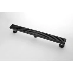 28 Inch Shower Linear Drain, With Removable Capsule Pattern Grate, Black Include Adjustable Feet, Hair Strainer -Tahanbath matte black shower drains z w92891559 fa 1000