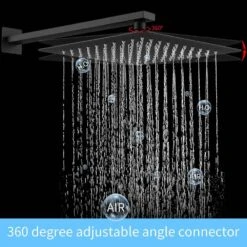 Single-Handle 2-Spray Patterns Rainfall Rectangle Dual Shower Head In Matte Black (Valve Included) -Tahanbath matte black shower faucets dr l 8003b kxc 1f 1000