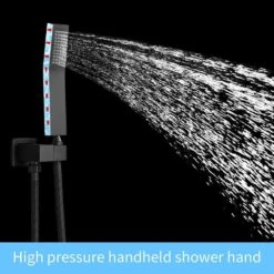 Single-Handle 2-Spray Patterns Rainfall Rectangle Dual Shower Head In Matte Black (Valve Included) -Tahanbath matte black shower faucets dr l 8003b kxc fa 1000