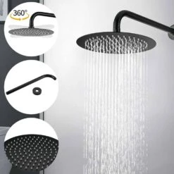 2-Handle 1-Spray Round Faucet With 10 In. Rain Shower Headand Handheld Shower Head Set In Matte Black -Tahanbath matte black shower faucets ms a3584 mb kxc 1f 1000