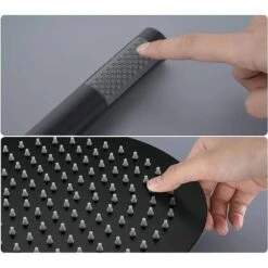 2-Handle 1-Spray Round Faucet With 10 In. Rain Shower Headand Handheld Shower Head Set In Matte Black -Tahanbath matte black shower faucets ms a3584 mb kxc 4f 1000