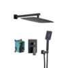 Rainfall 12 In. Square Shower Head Combo Set With Rough-in Valve Body And Trim Included In Matte Black