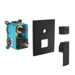 Rainfall 12 In. Square Shower Head Combo Set With Rough-in Valve Body And Trim Included In Matte Black -Tahanbath matte black shower faucets w1194 d97202h kxc fa 1000