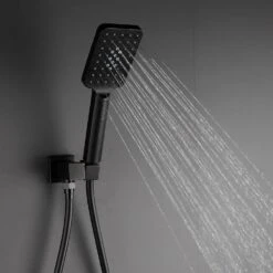 Single-Handle 3-Spray Patterns Anti-scald Shower Fixtures With Rough-In Pressure Balanced Valve In Matte Black -Tahanbath matte black shower faucets w1194 d98102h kxc 1f 1000