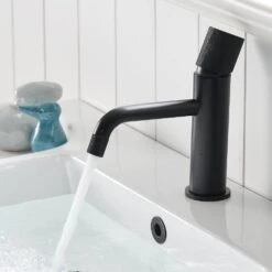 Single Handle Single Hole Bathroom Sink Faucet Bathroom Faucets In Matte Black -Tahanbath matte black single hole bathroom faucets x xy 1131 11b us fa 1000