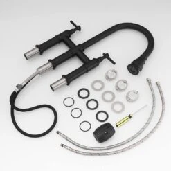 Double Handle Pull Out Sprayer Bridge Kitchen Faucet In Matte Black -Tahanbath matte black tahanbath bridge kitchen faucets z1307 00b 8in us 4f 1000