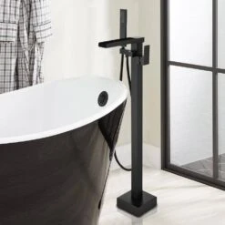 Single-Handle Claw Foot Tub Faucet In Matte Black -Tahanbath matte black tahanbath claw foot tub faucets z w105956040 76 1000