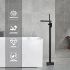 Single-Handle Free Standing Claw Foot Freestanding Tub Faucet With Handheld Shower In. Matte Black -Tahanbath matte black tahanbath claw foot tub faucets zk ct msab512mb 44 1000