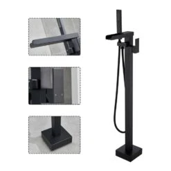 Single-Handle Free Standing Claw Foot Freestanding Tub Faucet With Handheld Shower In. Matte Black -Tahanbath matte black tahanbath claw foot tub faucets zk ct msab512mb 4f 1000
