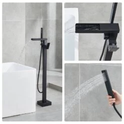 Single-Handle Free Standing Claw Foot Freestanding Tub Faucet With Handheld Shower In. Matte Black -Tahanbath matte black tahanbath claw foot tub faucets zk ct msab512mb fa 1000