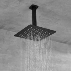 1-Spray 12 In. Dual Rain Shower Head Systems Wall Mounted Shower 2.5 GPM In Matte Black -Tahanbath matte black tahanbath dual shower heads y w2287 140922 44 1000
