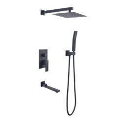 1-Spray 10 In. Rain Shower Head Systems Wall Mounted Dual Shower 2.5 GPM In Matt Black