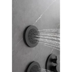 1-Spray Dual Shower System 2.5 GPM With Shower Head,Hand Shower, Slide Bar Bodysprays In Matte Black -Tahanbath matte black tahanbath dual shower heads y w2287 141182 4f 1000