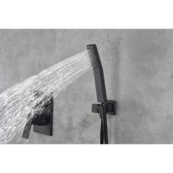 2-Spray Shower System With Rain Shower Head, Hand Shower Head, Water Control Valve, Shower Bracket, Hose And Niche 15 2-Spray Shower System With Rain Shower Head, Hand Shower Head, Water Control Valve, Shower Bracket, Hose And Niche -Tahanbath matte black tahanbath dual shower heads y w2287 141510 31 1000
