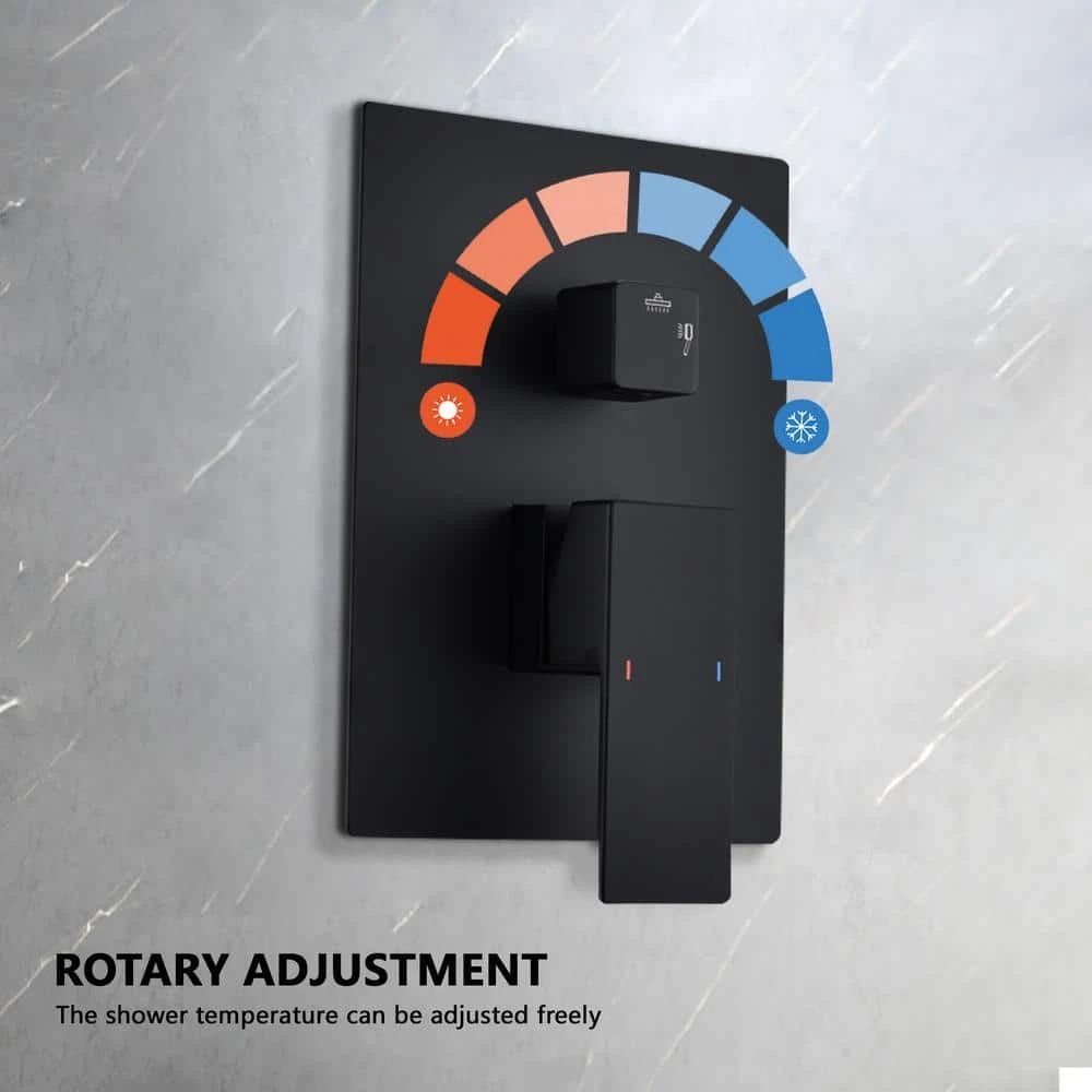 1-Spray Patterns Shower Head With Dual Wall Mount 1.5 GPM In Matte Black 4 1-Spray Patterns Shower Head With Dual Wall Mount 1.5 GPM In Matte Black - Image 4