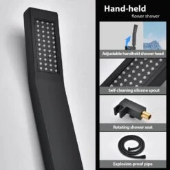 1-Spray Patterns Shower Head With Dual Wall Mount 1.5 GPM In Matte Black 11 1-Spray Patterns Shower Head With Dual Wall Mount 1.5 GPM In Matte Black -Tahanbath matte black tahanbath dual shower heads y w928104979 44 1000