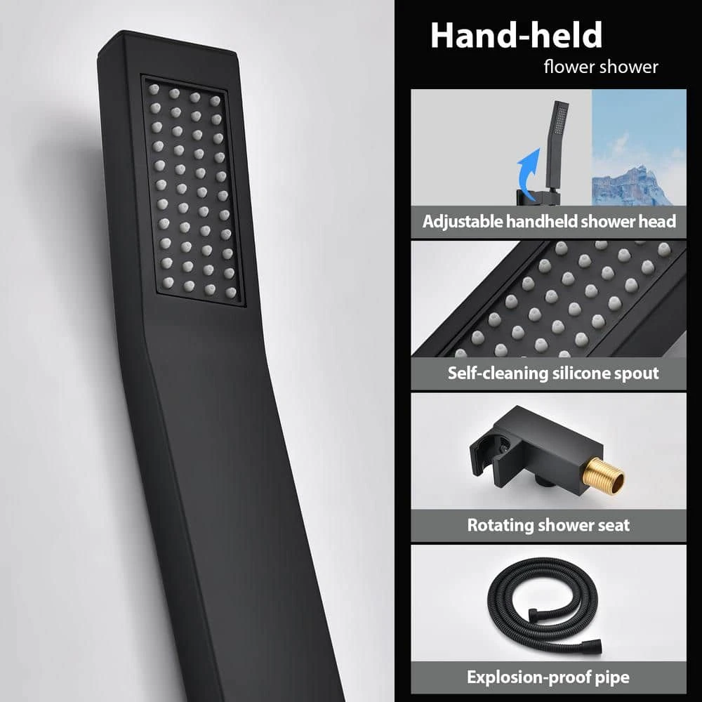 1-Spray Patterns Shower Head With Dual Wall Mount 1.5 GPM In Matte Black 5 1-Spray Patterns Shower Head With Dual Wall Mount 1.5 GPM In Matte Black - Image 5