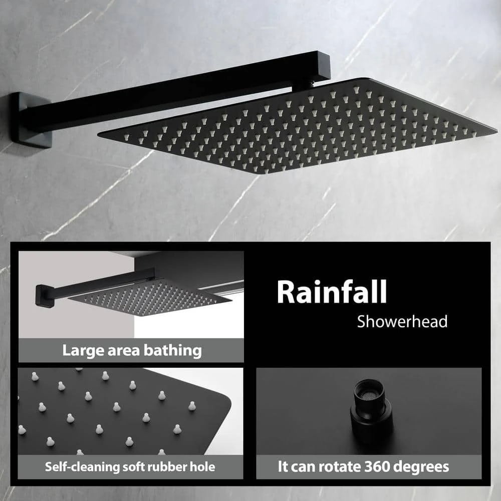 1-Spray Patterns Shower Head With Dual Wall Mount 1.5 GPM In Matte Black 3 1-Spray Patterns Shower Head With Dual Wall Mount 1.5 GPM In Matte Black - Image 3