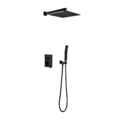 1-Spray Patterns Shower Head With Dual Wall Mount 1.5 GPM In Matte Black