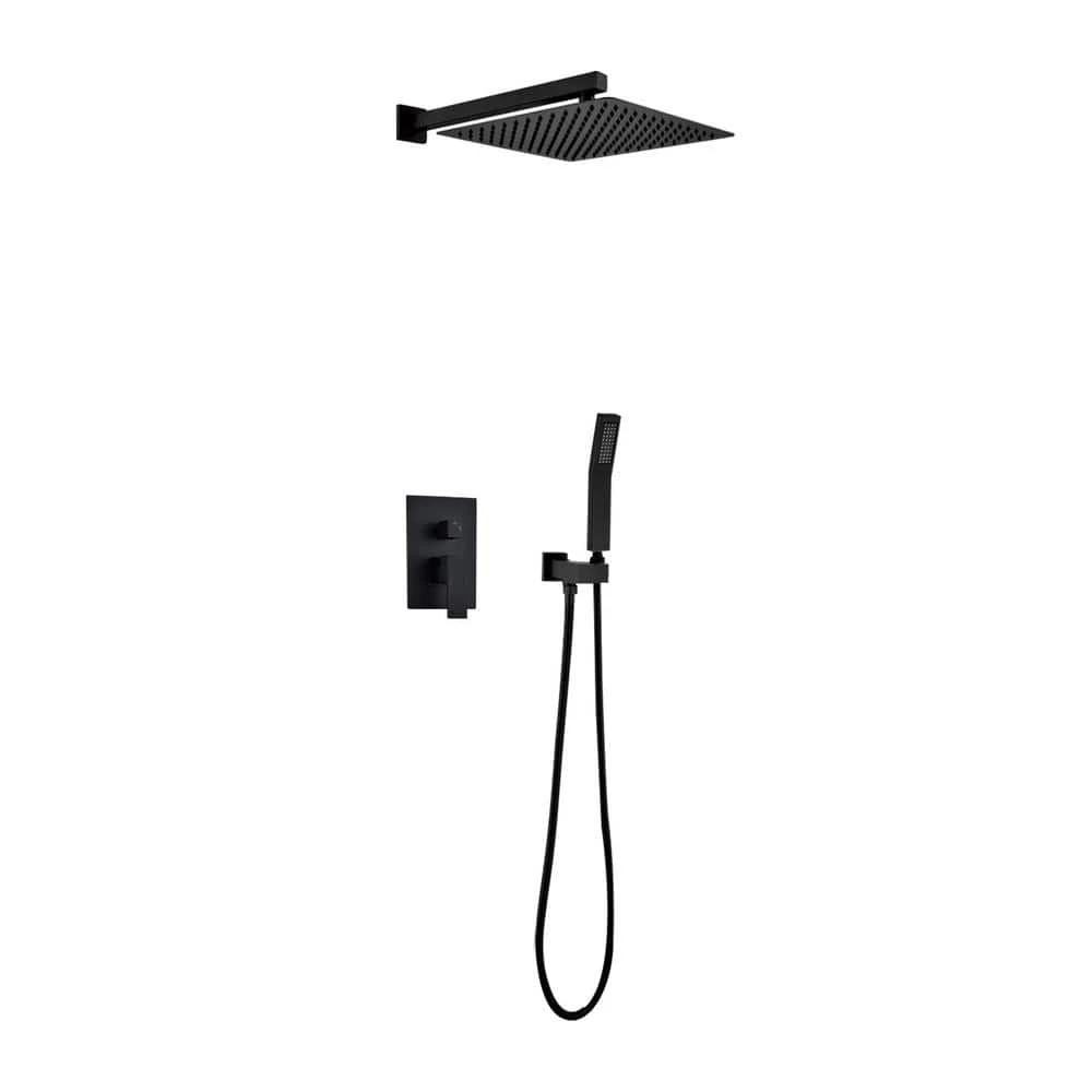1-Spray Patterns Shower Head With Dual Wall Mount 1.5 GPM In Matte Black 1 1-Spray Patterns Shower Head With Dual Wall Mount 1.5 GPM In Matte Black