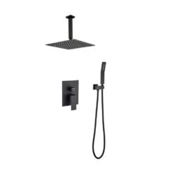 1-Spray Patterns Shower Head With Dual Ceiling Mount1.5 GPM In Matte Black