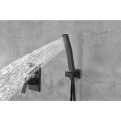 1-Spray Patterns Dual Wall Mount With Shower Head 1.5GPM, In Matte Black -Tahanbath matte black tahanbath dual shower heads y w92864300 44 1000