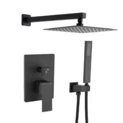 1-Spray Patterns Dual Wall Mount With Shower Head 1.5GPM, In Matte Black